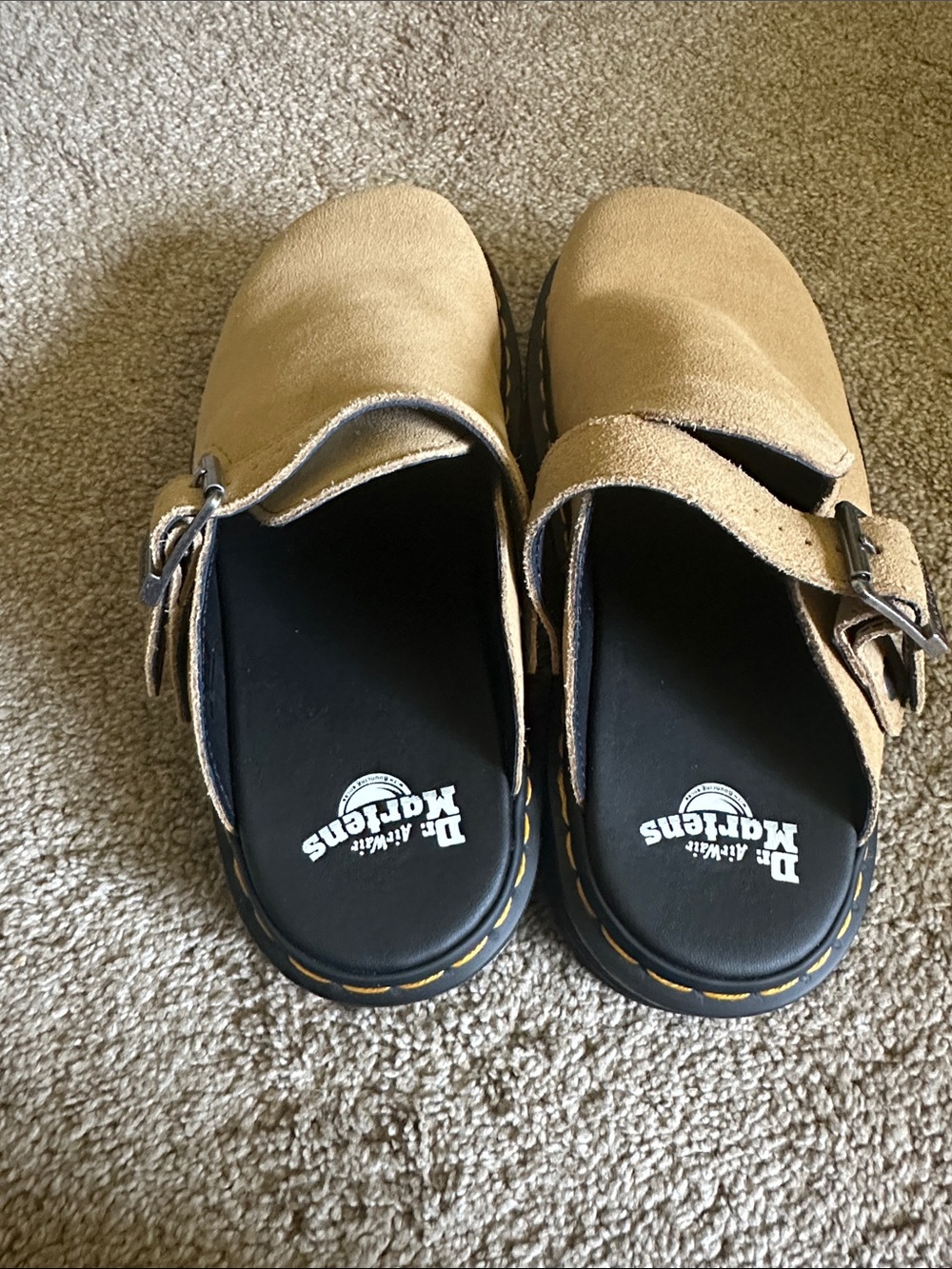 Dr. Martens Beige Suede Buckle Clog zebzag platform - Picture 2 of 11